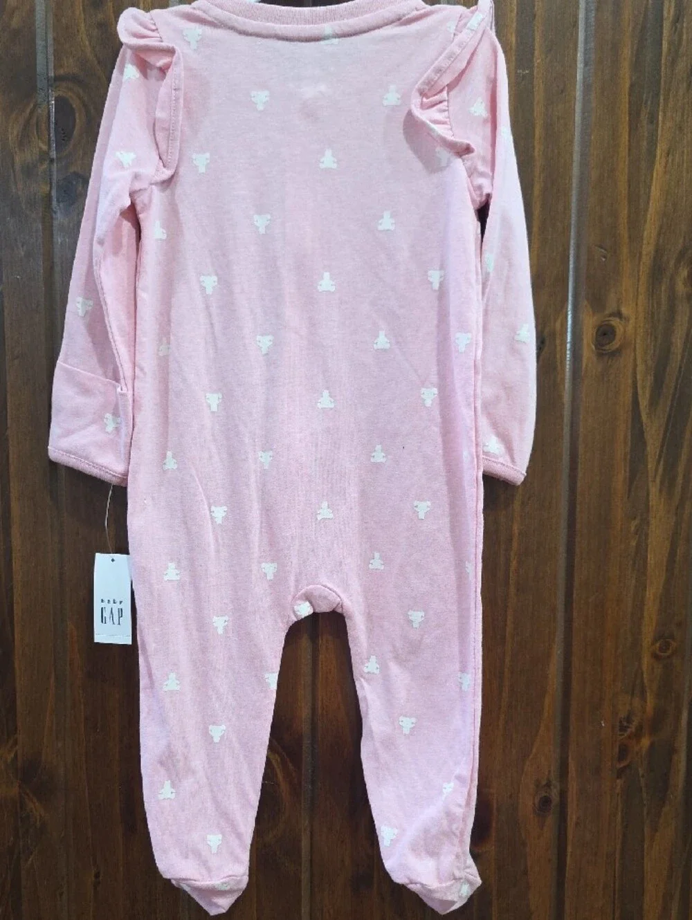 GAP Pink Ruffle-Shoulder Footed One-Piece
